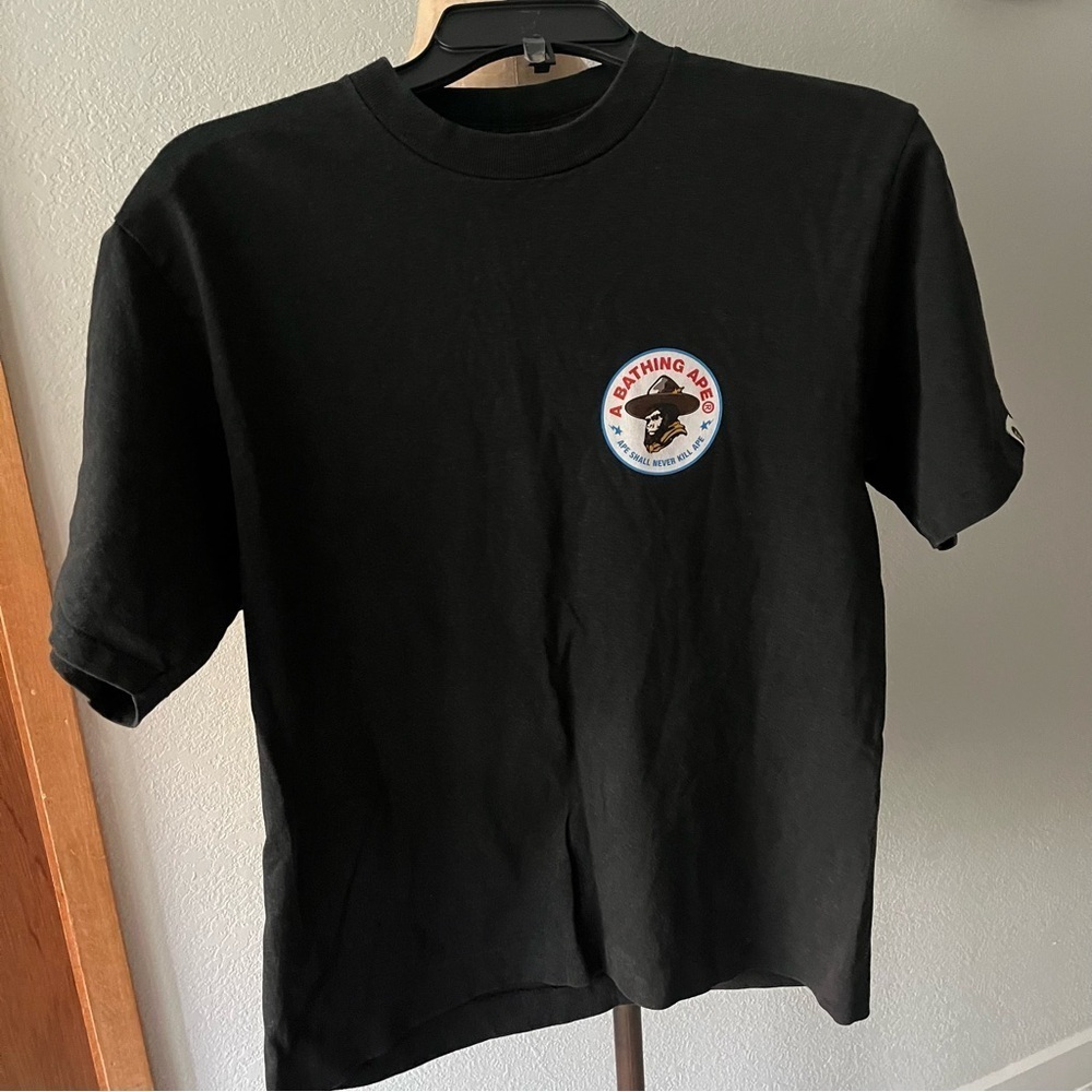 BAPE sz M Black Tee Tshirt Bathing Ape Short Sleeve Made in Japan